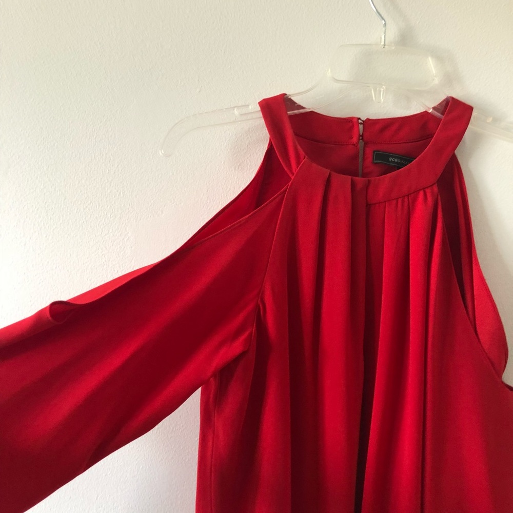 BCBGMaxazria Open Shoulder Red Dress